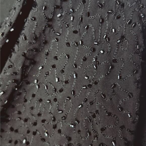 Vintage Y2K Talbots Sheer Silk Beaded Top Bell Sleeve 6 Whimsygoth Fairy Grunge - Picture 5 of 12